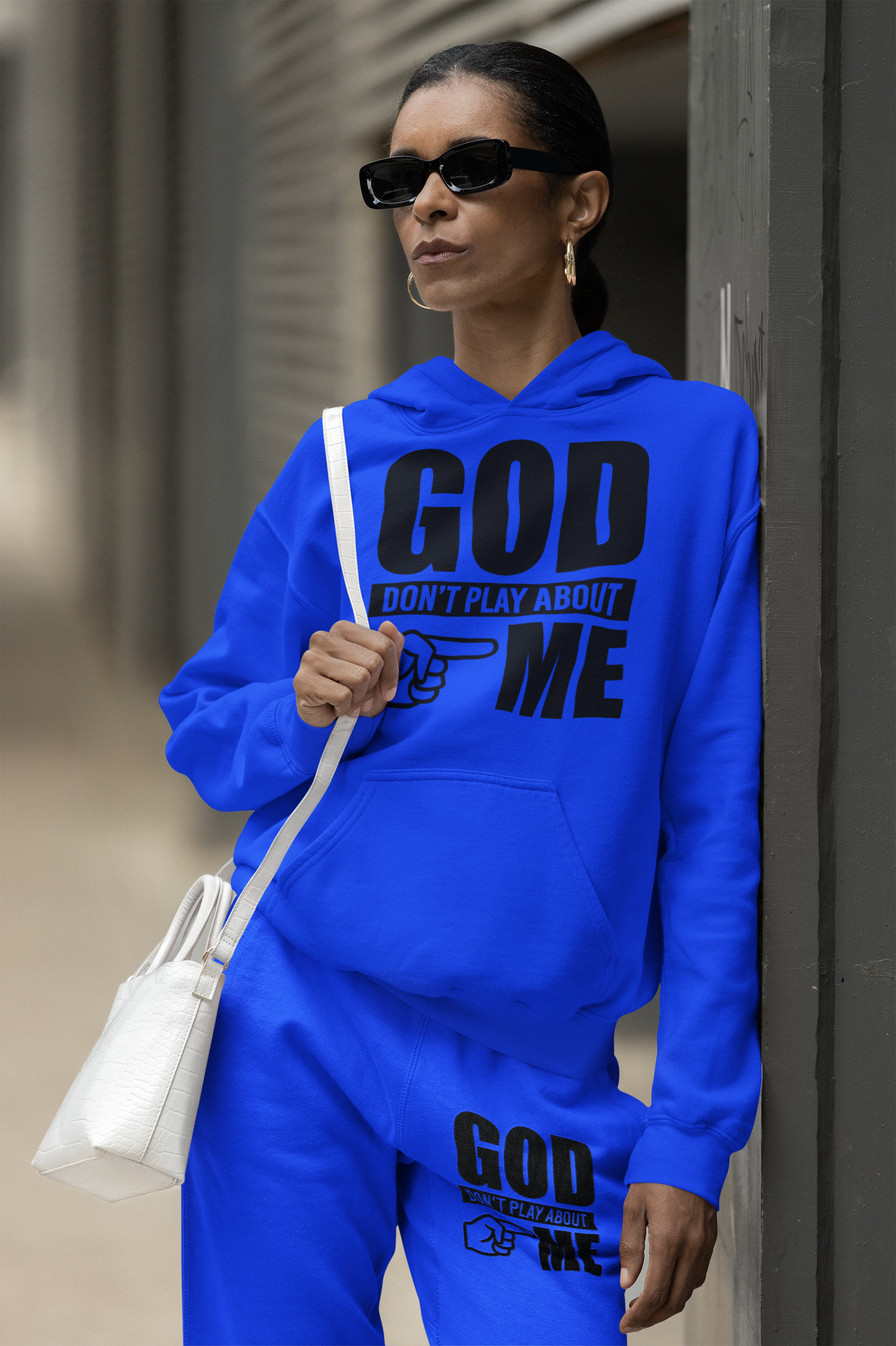 God Don’t Play Sweat Suit- black letter