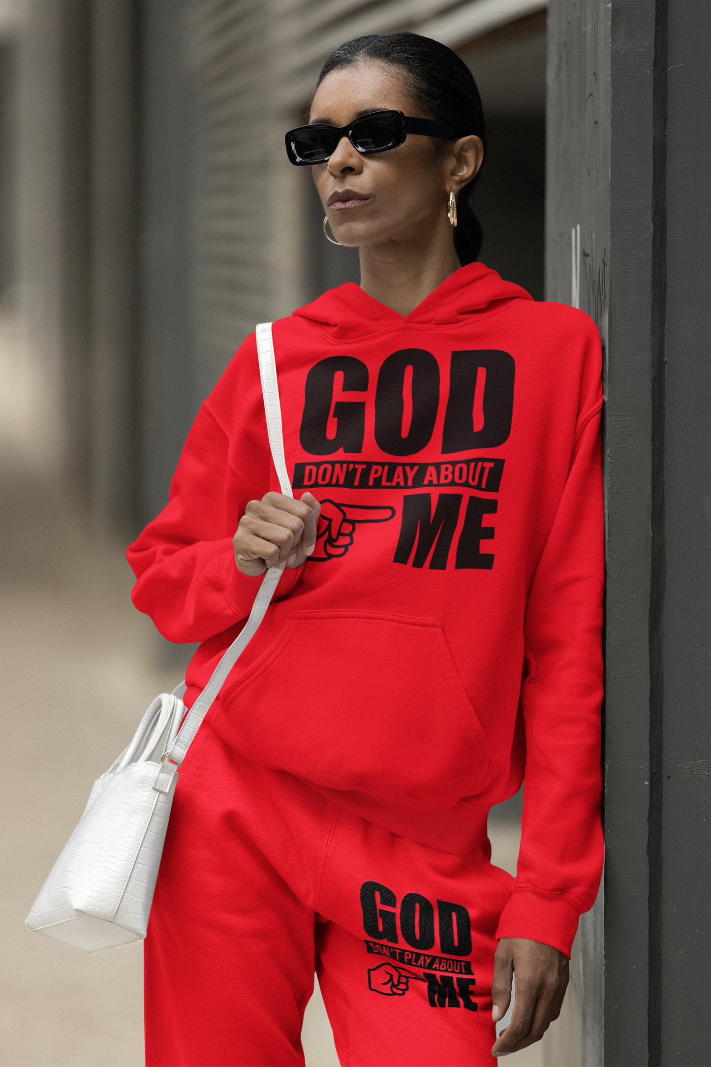 God Don’t Play Sweat Suit- black letter